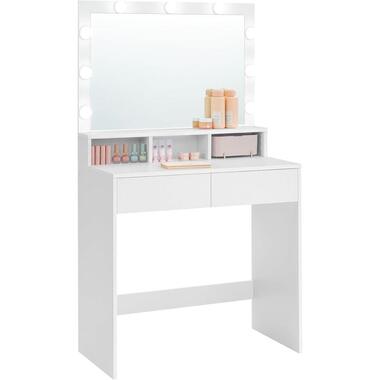 Bobbel Home - Witte Kaptafel - Rechthoekige spiegel - Gloeilampen product