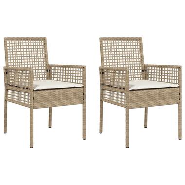 vidaXL - Tuinstoelen met Kussens - Beige - Poly Rattan - 2 stuks - 53x60x85 cm product