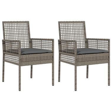 vidaXL - Tuinstoelen met Kussens - Grijs - Poly Rattan - 2 stuks - 53x60x85 cm product