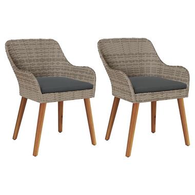 vidaXL - Chaises de jardin - Coussins - Noir - Poly Rattan - 2 pcs product