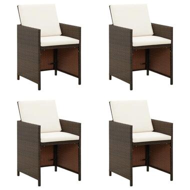 vidaXL - Diningstoelen - Kussens - Bruin - Poly rattan - 4 stuks - 52x56x85 cm product