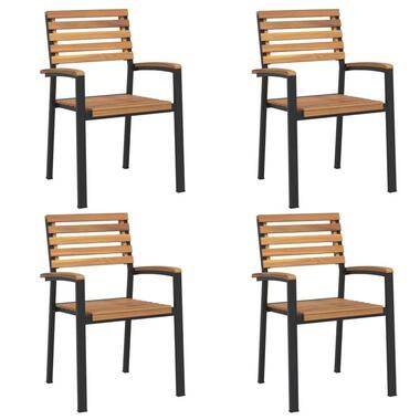 vidaXL - Tuinstoelen - Stapelbaar - Bruin - Acaciahout en metaal - 4 stuks product