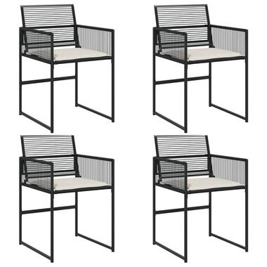 vidaXL - Tuinstoelen - Kussens - Zwart - Poly rattan - 4 stuks product
