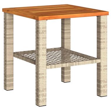 vidaXL - Loungetafel met opbergruimte - Beige - Poly rattan en hout - 40x40x42cm product