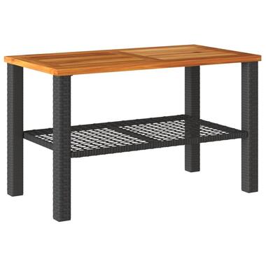 vidaXL - Loungetafel - Weerbestendig - Zwart - Poly rattan en hout - 70x38x42 cm product