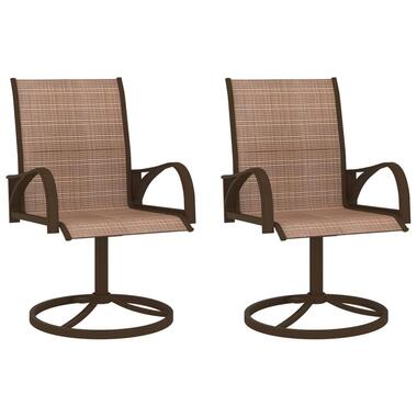 vidaXL - Chaises pivotantes de jardin - Brun - Acier - 2 pcs product