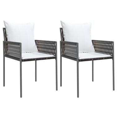 vidaXL - Tuinstoelen met kussens - Bruin - Poly rattan - 2 stuks - 54x61x83 cm product
