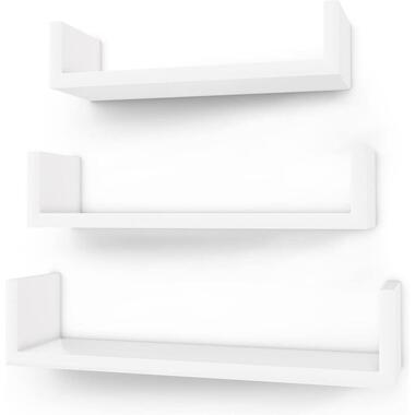 3 U-vormige zwevende wandplank - MDF -40 x 9 x 10 cm - wit product