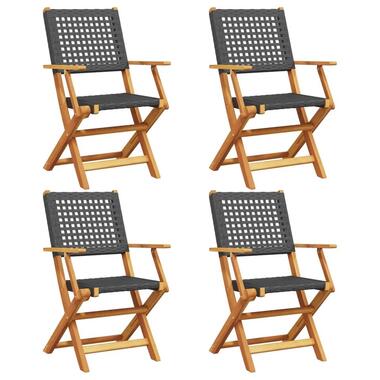 vidaXL - Chaises de jardin pliantes - Noir - Poly rotin bois massif - 4 pcs product