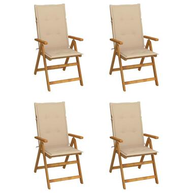 vidaXL - Verstelbare tuinstoelen en kussens - Beige - 57x69x111 cm - 4 stuks product