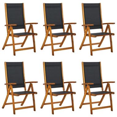 vidaXL - Tuinstoelen inklapbaar - Bruin - Acacia en textileen - 6 stuks product