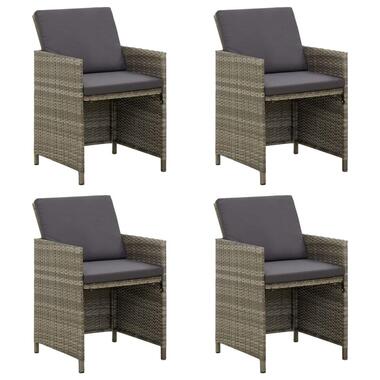 vidaXL - chaise de jardin - Coussins - Gris - Rotin synthétique - 4 pcs product