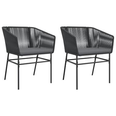 vidaXL - Tuinstoelen - Kussens - Zwart - Poly rattan - 2 stuks product