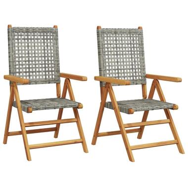 vidaXL - Tuinstoelen - Grijs - Acaciahout en poly rattan - 2 stuks product