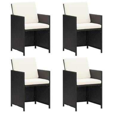 vidaXL - Tuinstoelen - Kussens - Zwart - Poly rattan - 4 stuks product