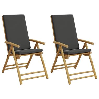 vidaXL - Inklapbaar tuinstoelen - Kussens - Bruin - Bamboe - 2 stuks product