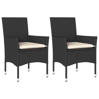 vidaXL - Tuinstoelen met kussens - Zwart - Poly rattan - 2 stuks product