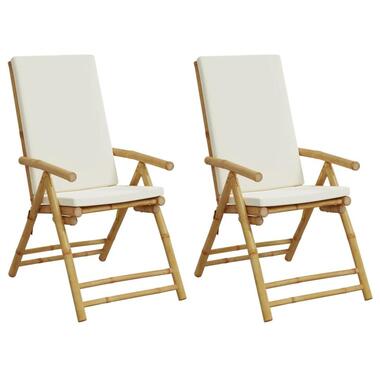 vidaXL - Inklapbare tuinstolen - Kussens - Bruin - Bamboe - 2 stuks product