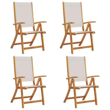 vidaXL - Tuinstoelen - Inklapbaar - Massief acaciahout en textileen - 4 stuks product