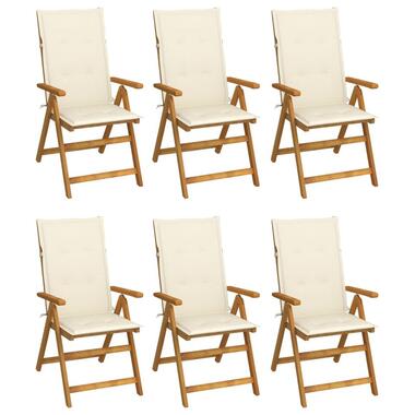 vidaXL - Tuinstoelen inklapbaar met kussens - Massief acaciahout - 6 stuks product