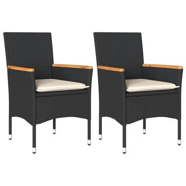 vidaXL - Tuinstoelen - Kussens - Zwart - Poly rattan -2 stuks product