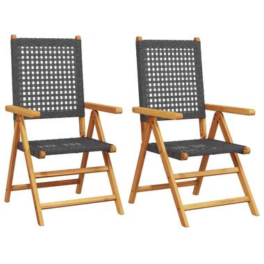 vidaXL - chaise de jardin - Noir - Bois d'acacia - 2 pcs - 57x70x109 cm product