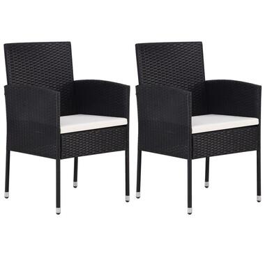 vidaXL - Tuinstoelen - Witte ussens - Zwart - Poly rattan - 2 stuks product