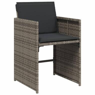 vidaXL - Tuinstoelen - Kussens - Grijs - Poly rattan - 4 stuks product