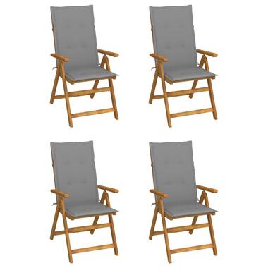vidaXL - Verstelbare tuinstoelen - Grijs - Acaciahout - 4 stuks - 120x50x3 cm product
