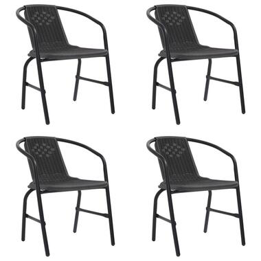 vidaXL - Tuinstoelen - 110 kg - Zwart - rattan en staal - 4 stuks product