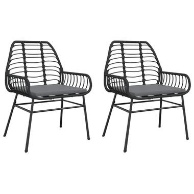 vidaXL - Chaises de jardin avec coussins - Noir - Résine tressée - 2 pcs product