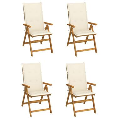 vidaXL - Verstelbare tuinstoelen - Kussens - Crème - Acaciahout - 4 stuks product