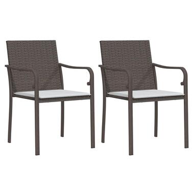 vidaXL - Chaises de jardin et coussins - Marron - Rotin - 2 pcs - 56x59x84 cm product