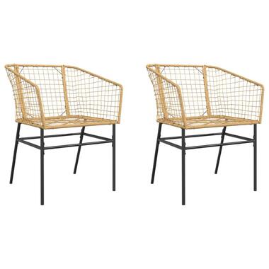 vidaXL - Terrasstoel - Bruin - Poly rattan en staal - 2 stuks product