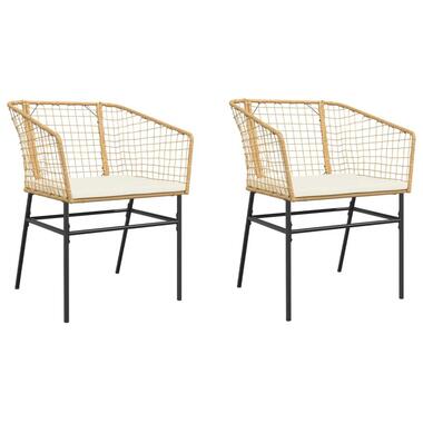 vidaXL - Tuinstoelen - Kussens - Bruin - Poly rattan - 2 stuks product