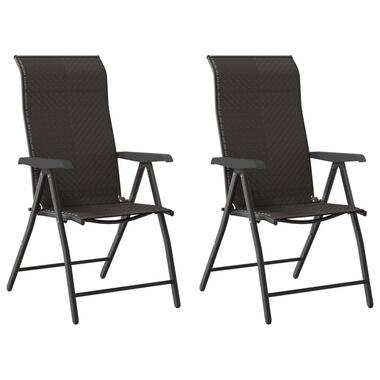 vidaXL - Chaises pliables jardin - Couleur café noir - Poly rotin - 2 pcs product