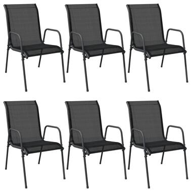 vidaXL - Tuinstoelen - Zwart - Ataal en textileen - 6 stuks product