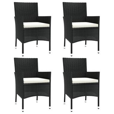 vidaXL - Buitenstoelen - Kussens - Zwart - Poly rattan - 4 stuks product