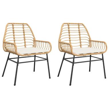 vidaXL - Tuinstoelen - Kussens - Bruin - Poly rattan - 2 stuks product
