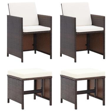 vidaXL - Tuinstoelen - Voetenbanken - Bruin - Poly rattan - 4 stuks product