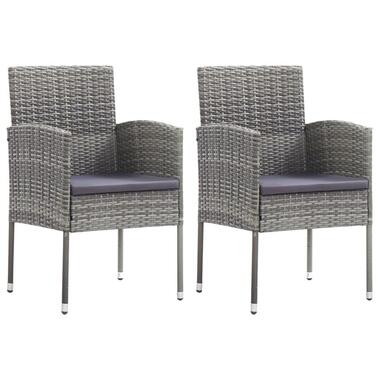 vidaXL - Tuinstoelen - Kussens - Grijs - Poly rattan - 2 stuks - 52x56x88 cm product