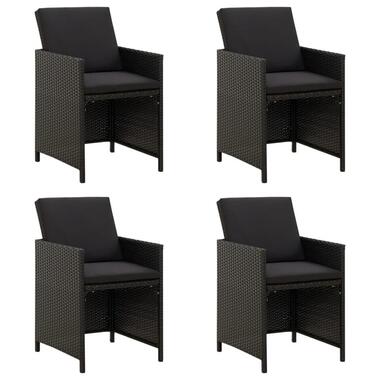 vidaXL - Tuinstoelen met kussens - Zwart - Poly rattan - 4 stuks product