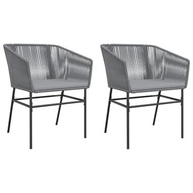 vidaXL - Tuinstoelen - Kussens - Grijs - Poly rattan - 2 stuks product