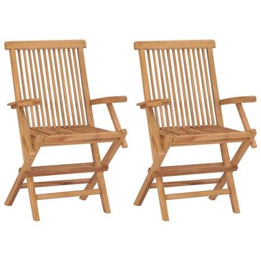 vidaXL - Tuinstoelen - Inklapbaar - Massief teakhout - 2 stuks product