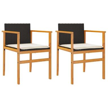 vidaXL - Tuinstoelen - Kussens - Zwart - Poly rattan - 2 stuks - 55x55x78 cm product