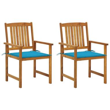 vidaXL - Tuinstoelen met kussens - Blauw - Massief acaciahout - 2 stuks product