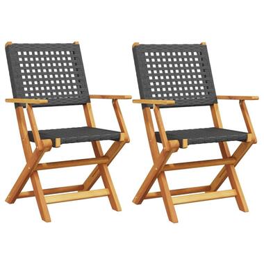 vidaXL - Tuinstoelen - Zwart - Acaciahout en poly rattan - 2 stuks product