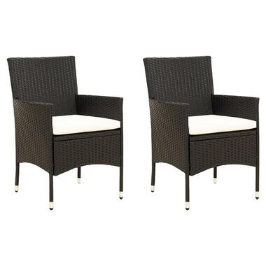 vidaXL - Buitenstoel - Kussens - Zwart - Poly rattan - 2 stuks product