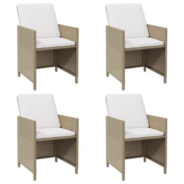 vidaXL - Tuinstoelen - Kussens - Beige - Poly rattan - 4 stuks product