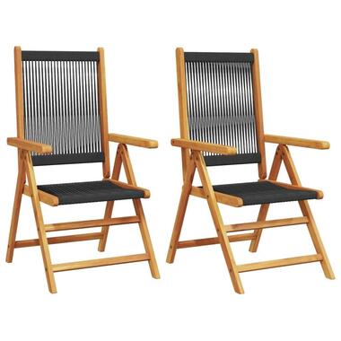 vidaXL- Tuinstoelen - Zwart - Massief acaciahout en polypropeen - 2 stuks product